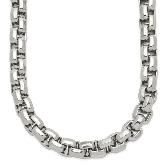 Men's 8.25mm Stainless Steel Fancy Rolo Chain Necklace, 24 Inch - Picture 2 of 8